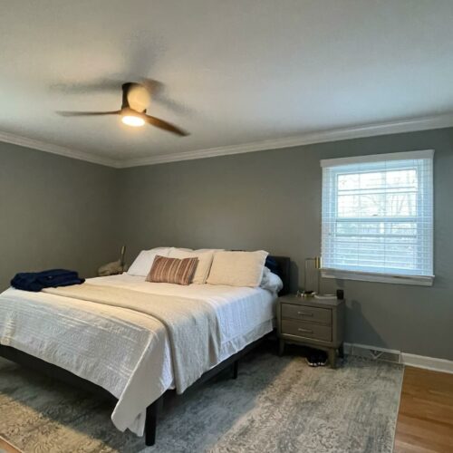 Modern Bedroom refresh in Magnetic Gray SW 7058 by Oak City Coatings