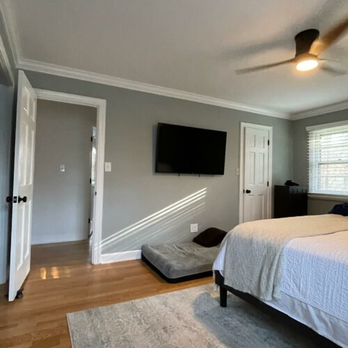 Bedroom painted in Magnetic Gray SW 7058 by Oak City Coatings