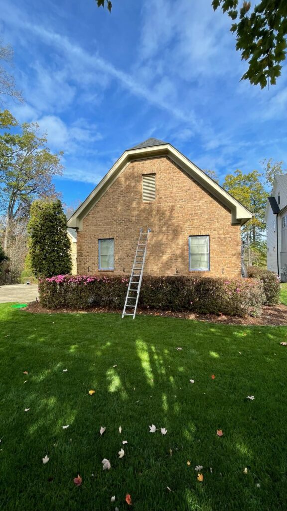 brick home before limewash applied by Oak City Coatings in Chapel Hill, NC