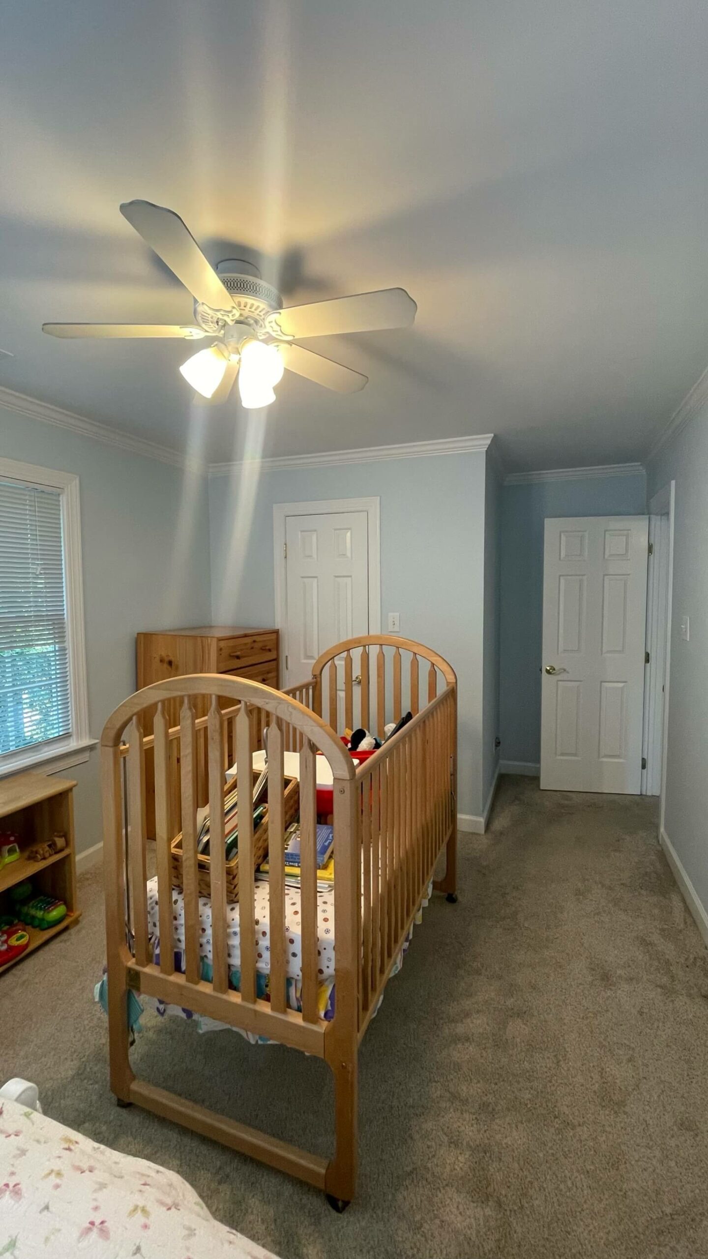 baby blue nursery painted by Oak City Coatings