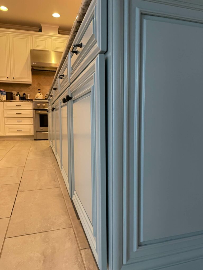freshly painted cabinets in kitchen