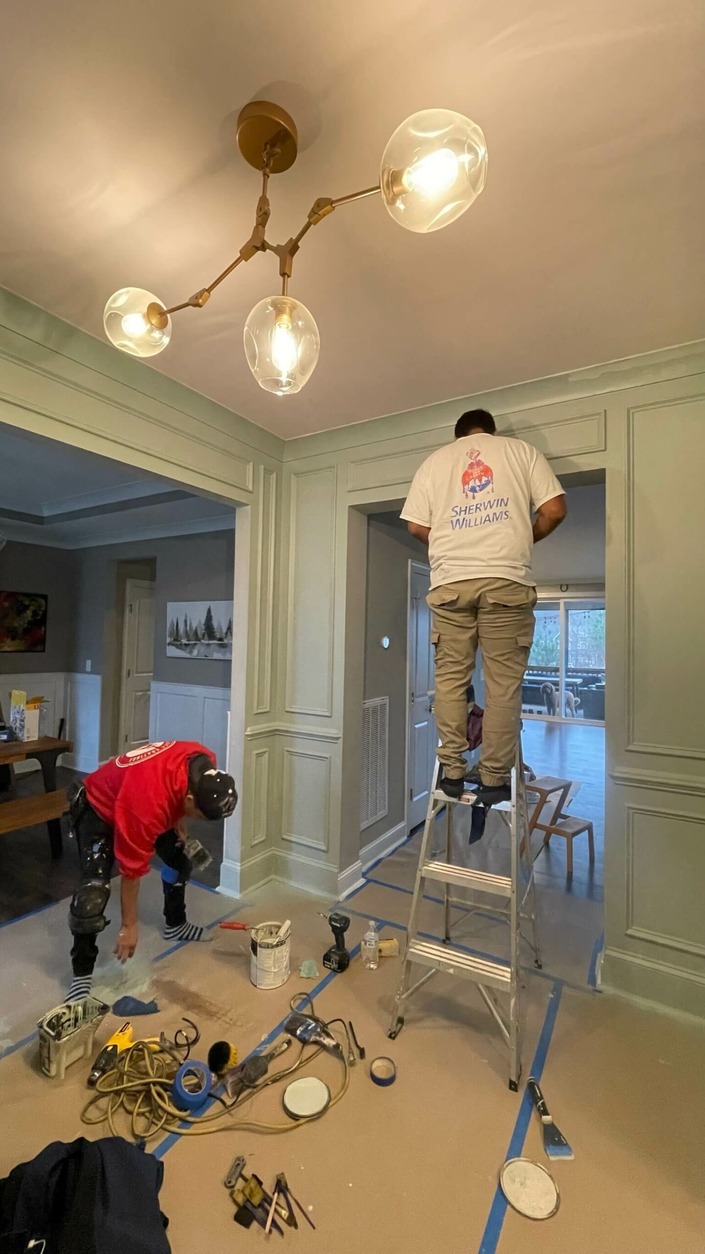 entrance being painted by oak city coatings