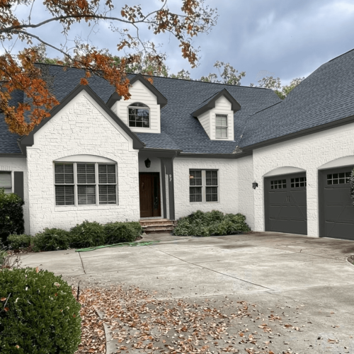 rendering of painted limewash brick home