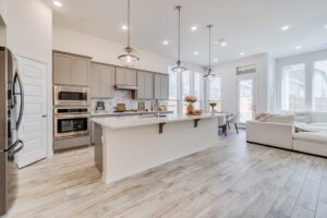 Painting kitchen walls white in modern kitchen.