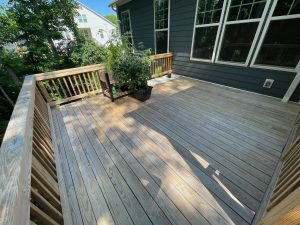 image of pressure treated wood deck before staining