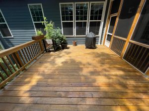 Pressure treated wood deck stained by oak city coatings in Raleigh, NC