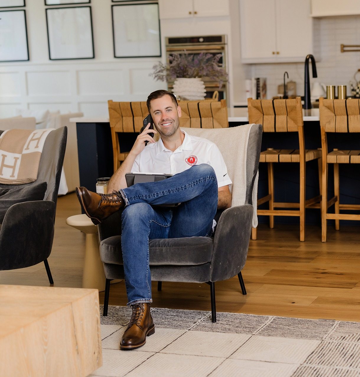 Oak City Coatings Owner Nick O'Keefe sitting in Raleigh home.