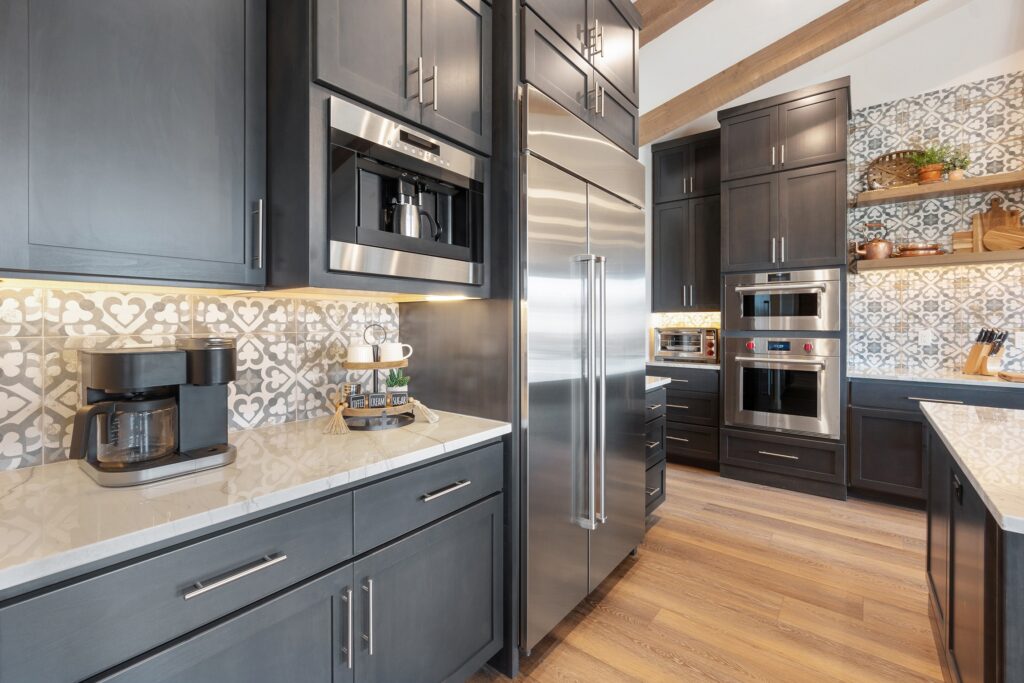 Raleigh NC Painted Cabinets Dark Gray in modern kitchen