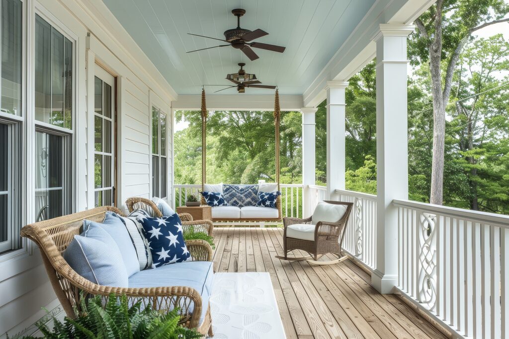 blue ceiling on porch