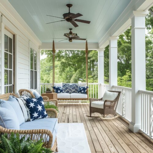 blue ceiling on porch