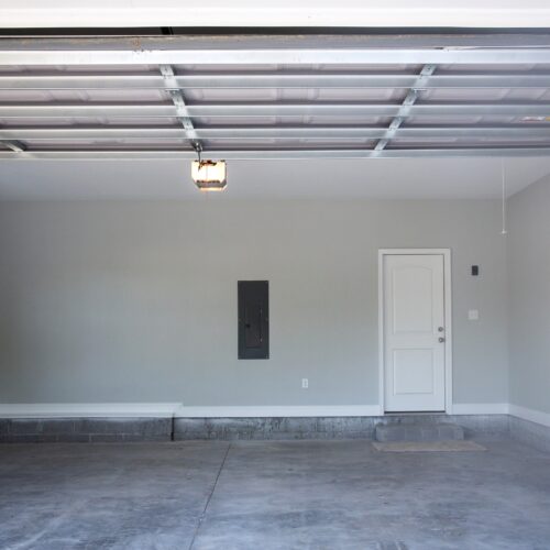 painted garage in Raleigh home with gray paint