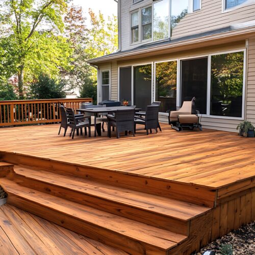 deck recently stained with semi-transparent deck stain in Holly Springs, NC