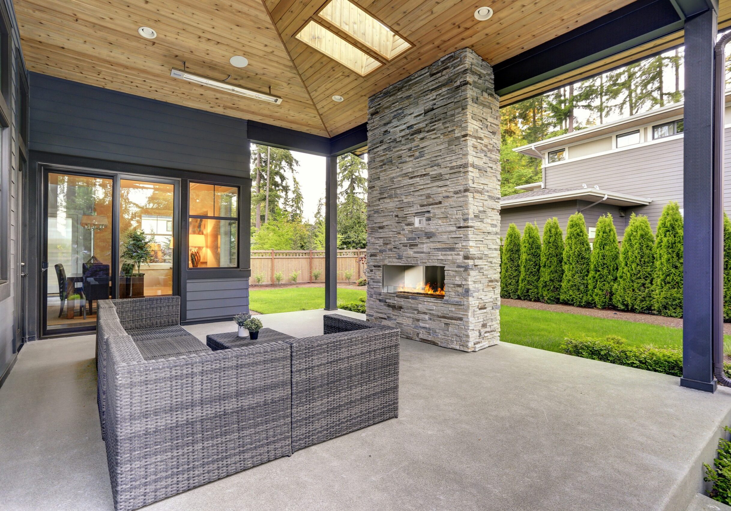 patio with gray concrete paint