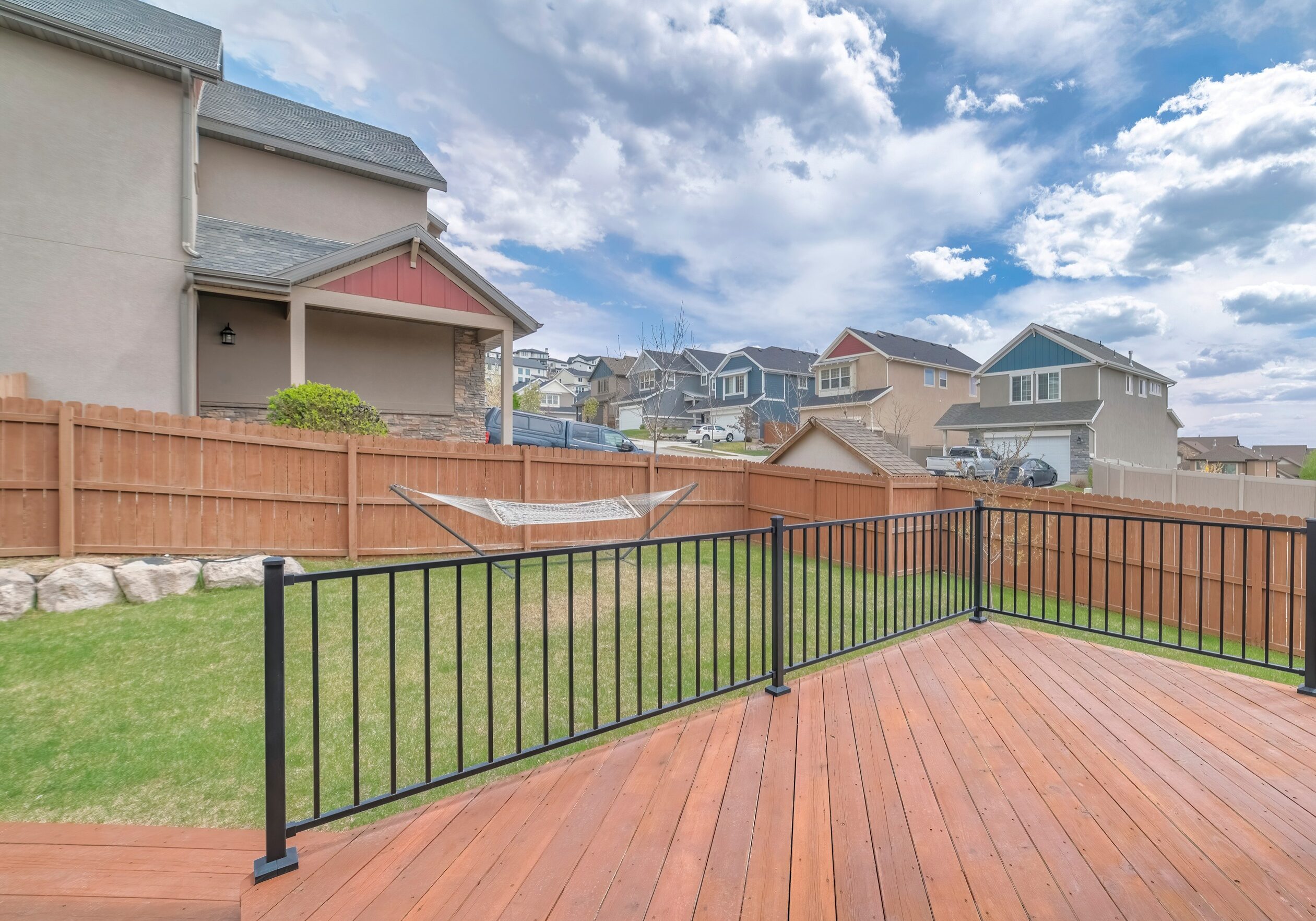 deck and fence stained at same time