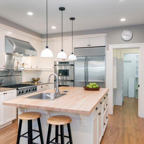 kitchen after cabinet painting in Raleigh, NC