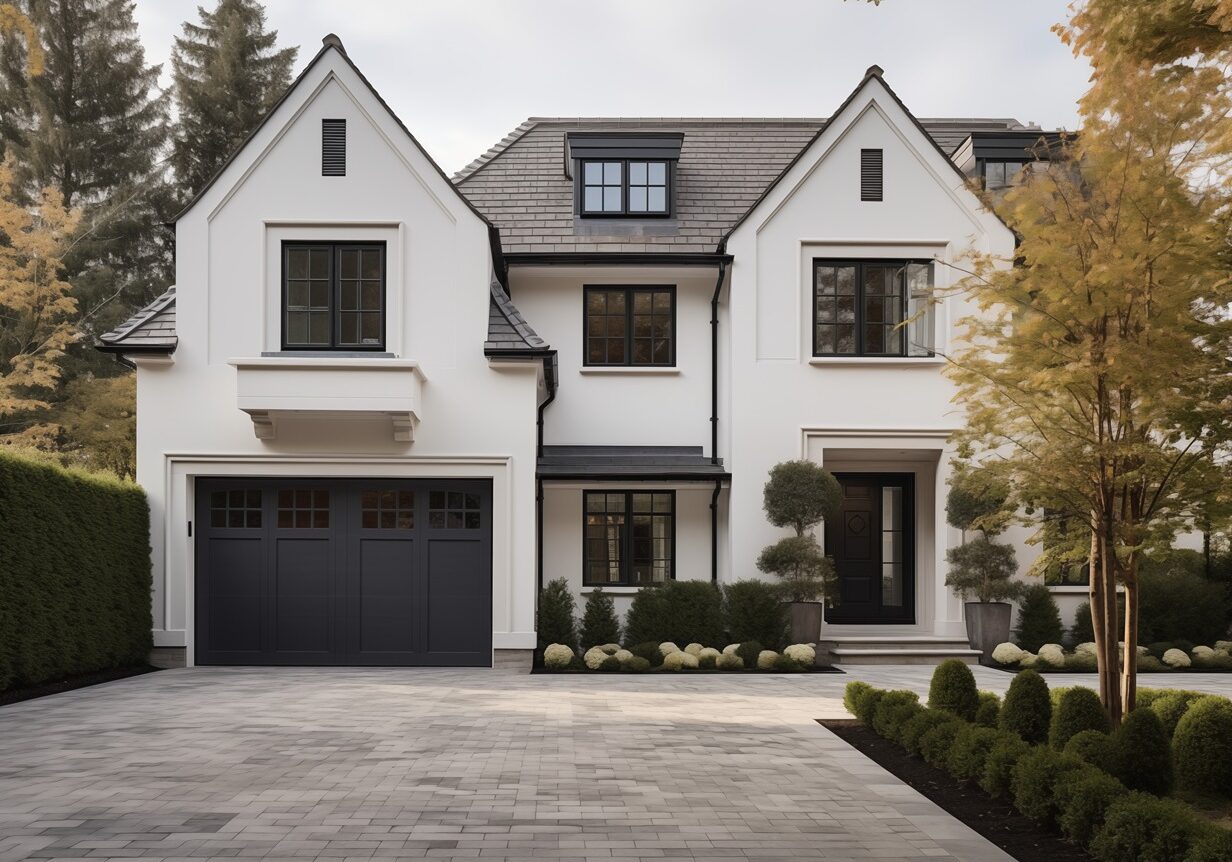 house with white paint and black accents in Raleigh
