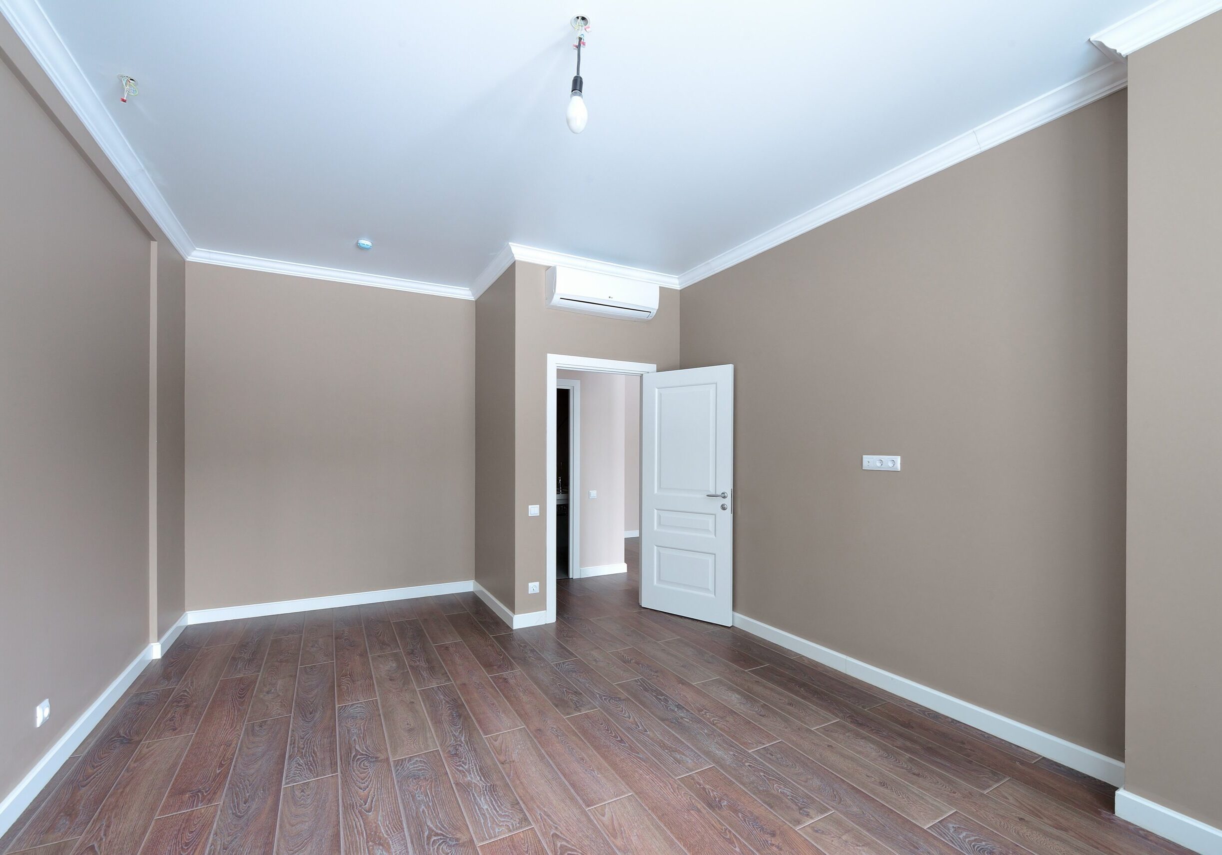 recently painted room with tan walls