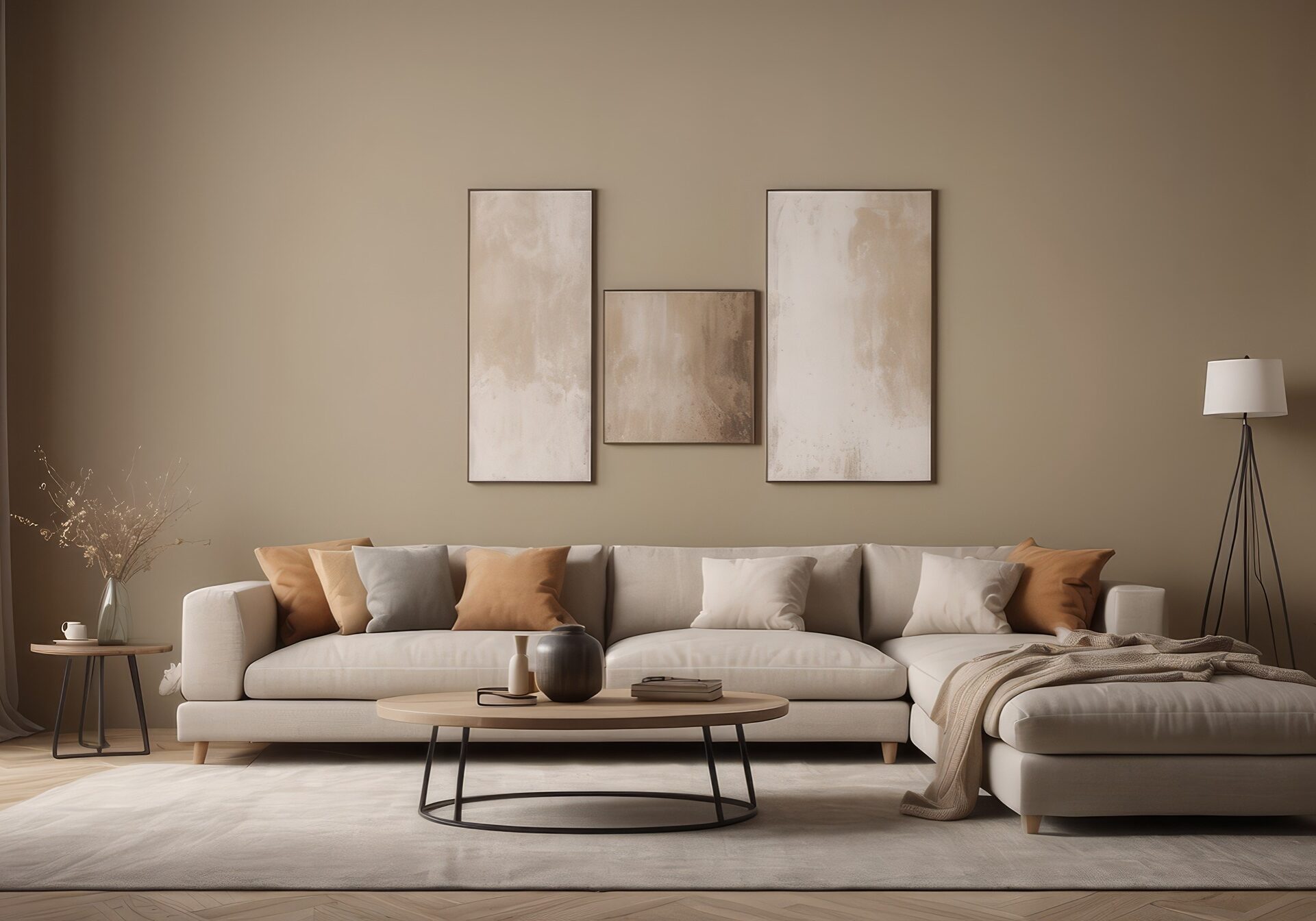 living room with warm neutral paint trend for 2026
