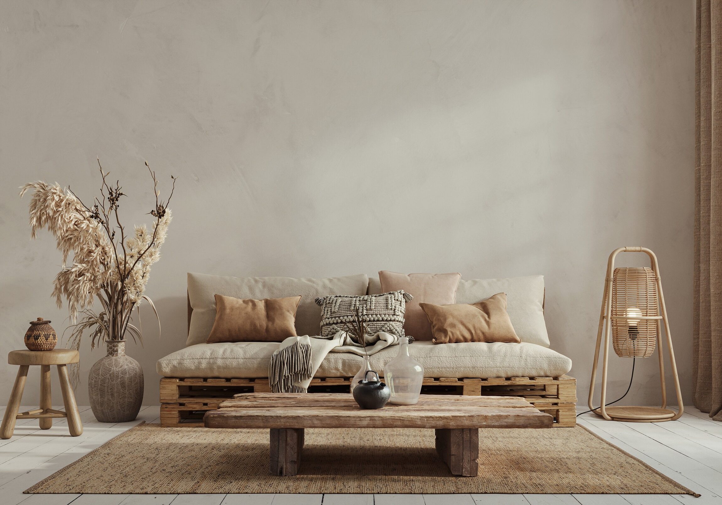 limwash living room wall with neutral accents