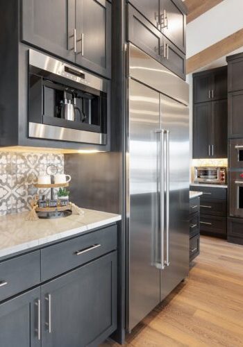 Raleigh NC Painted Cabinets Dark Gray in modern kitchen