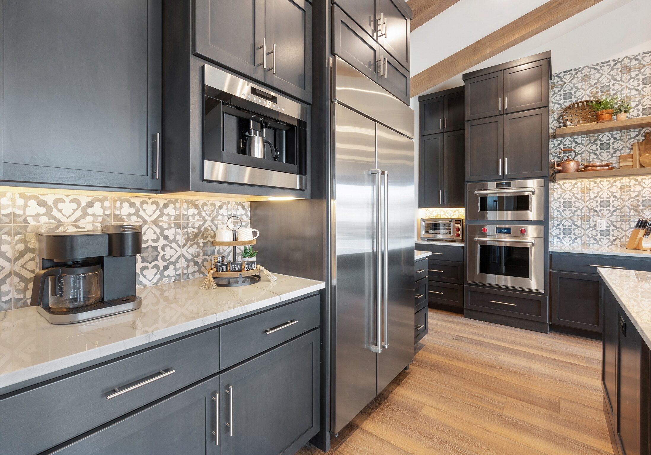 Raleigh NC Painted Cabinets Dark Gray in modern kitchen