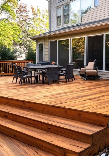 deck recently stained with semi-transparent deck stain in Holly Springs, NC