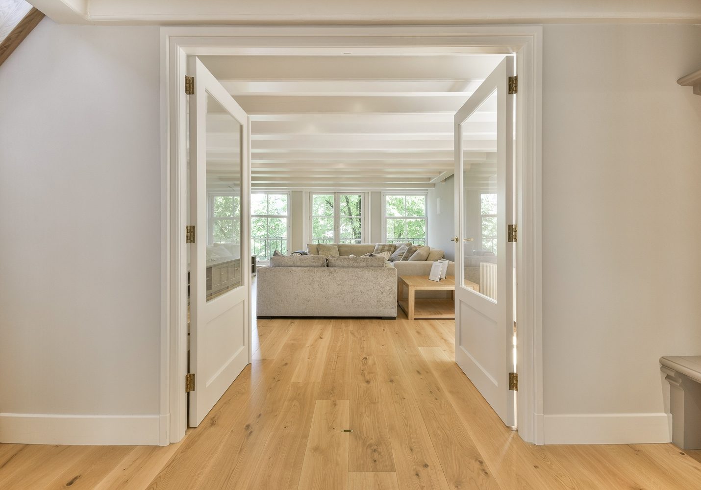 house with white trim in basement playroom.